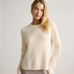 Quince Cashmere Fisherman Sweater. Large. Ivory. Perfect Condition.